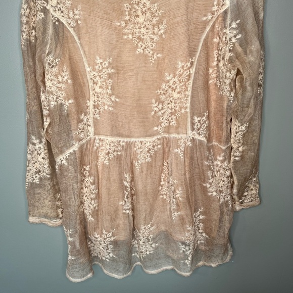 Soft Surroundings 100% Silk Tea Dyed Boho Embroidered Tunic - Picture 8 of 11